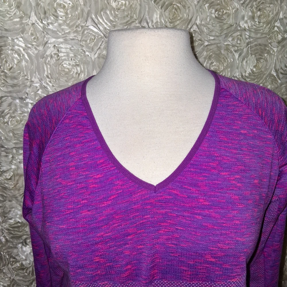 Vibrant Pink Long Sleeve V-Neck Top - Picture 2 of 6